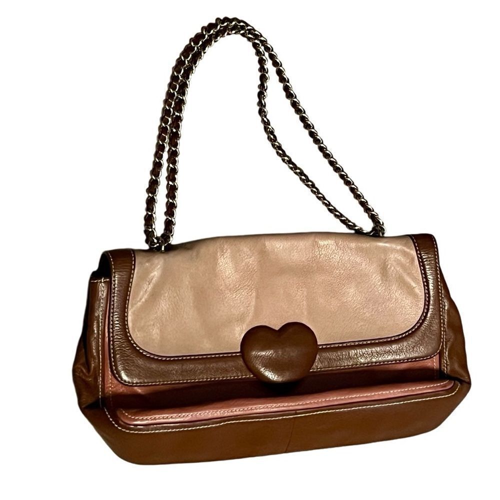 Moschino Vintage Cheap Chic Heart Leather Contrast Stitched Chain Chain Handbag - Picture 3 of 16
